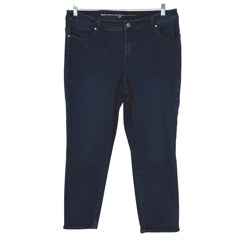 Chico's Perfect Stretch Girlfriend Slim Leg Ankle Jeans Dark Wash Size 2.5 14/16